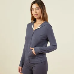 MONROW Supersoft Zip Up Hoody - Vintage Black Color VINTAGEBLACK Flash Sale